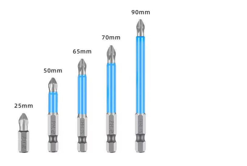 5pcs 25–90mm Non-Slip Magnetic Screwdriver Bit Set