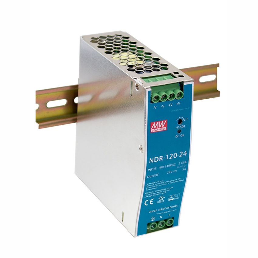 MEAN WELL NDR-120-24 — 24V 120W Single Output Industrial DIN Rail Power Supply