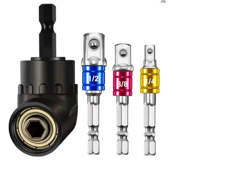 4pcs 105° Angle Screwdriver & Socket Adapter Set