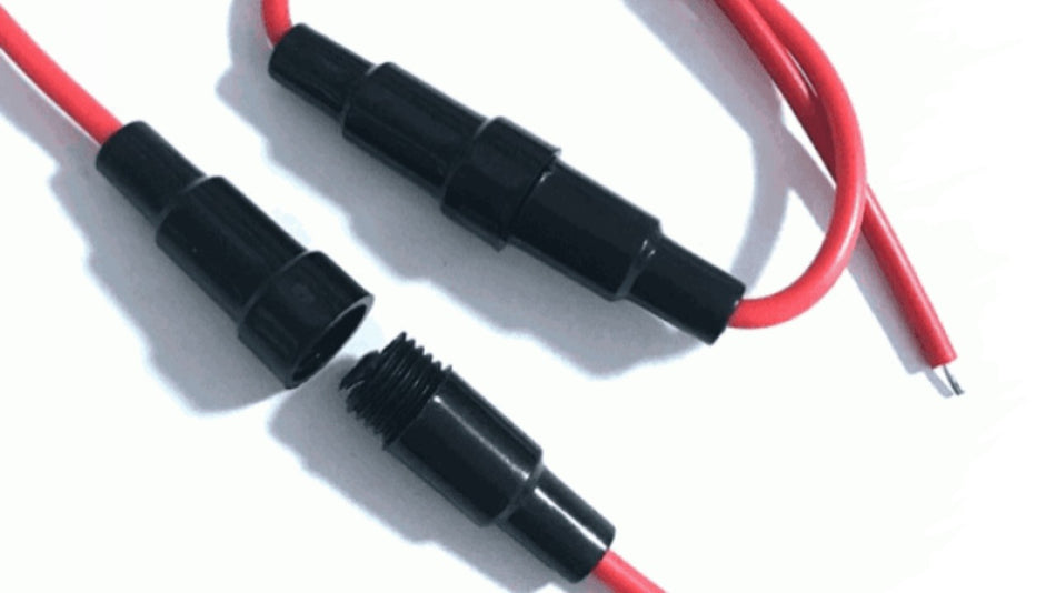 5×20mm 10A Glass Fuse with Screw-Type Holder & Pre-Wired Leads